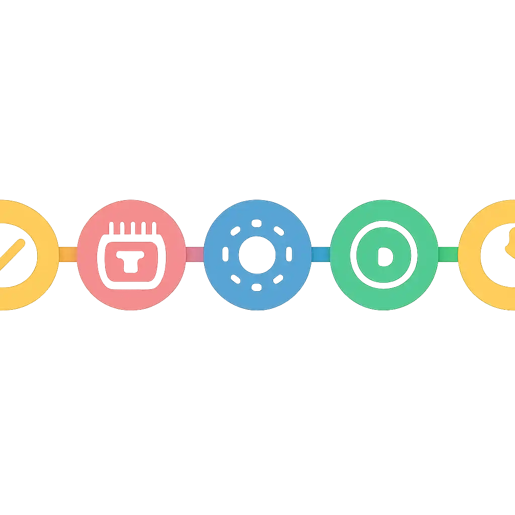 Five numbered circular icons connected by arrows in a horizontal flow, flat illustration, icons only, no words, Today's Nagaland State Lottery Result: Dear Morning, Day and Evening Draws steps