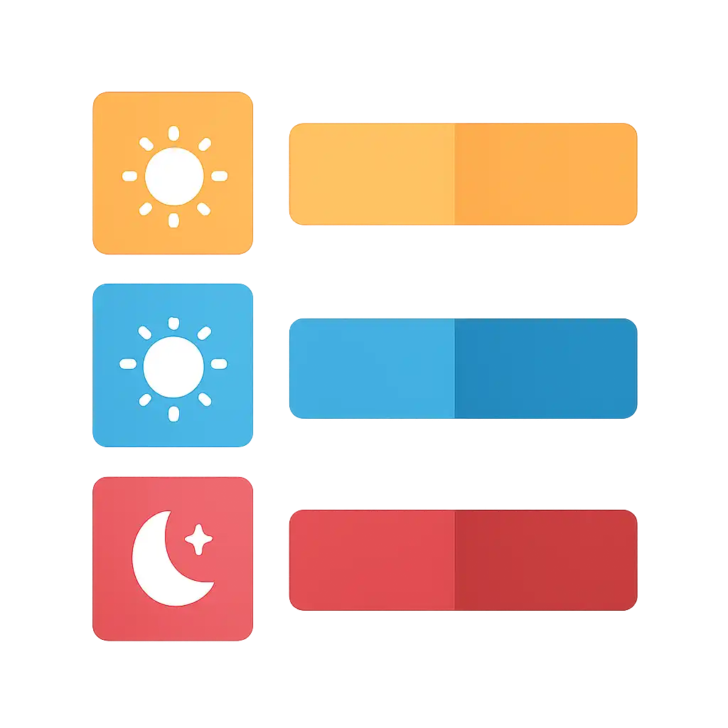 Infographic comparing options using coloured bars and icons only, no text or labels, flat design, Today's Nagaland State Lottery Result: Dear Morning, Day and Evening Draws