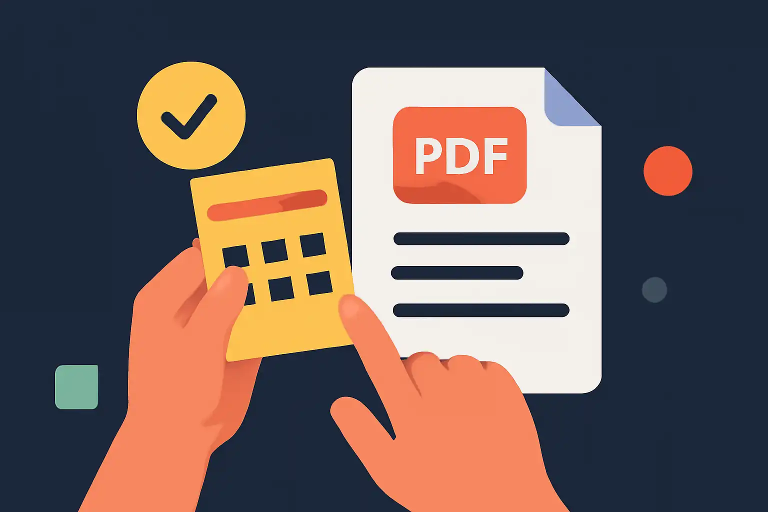 Hero illustration: Checking a Ticket Number Against the Official Result PDF, modern flat design, dark background, brand-neutral, icons and shapes only, no text