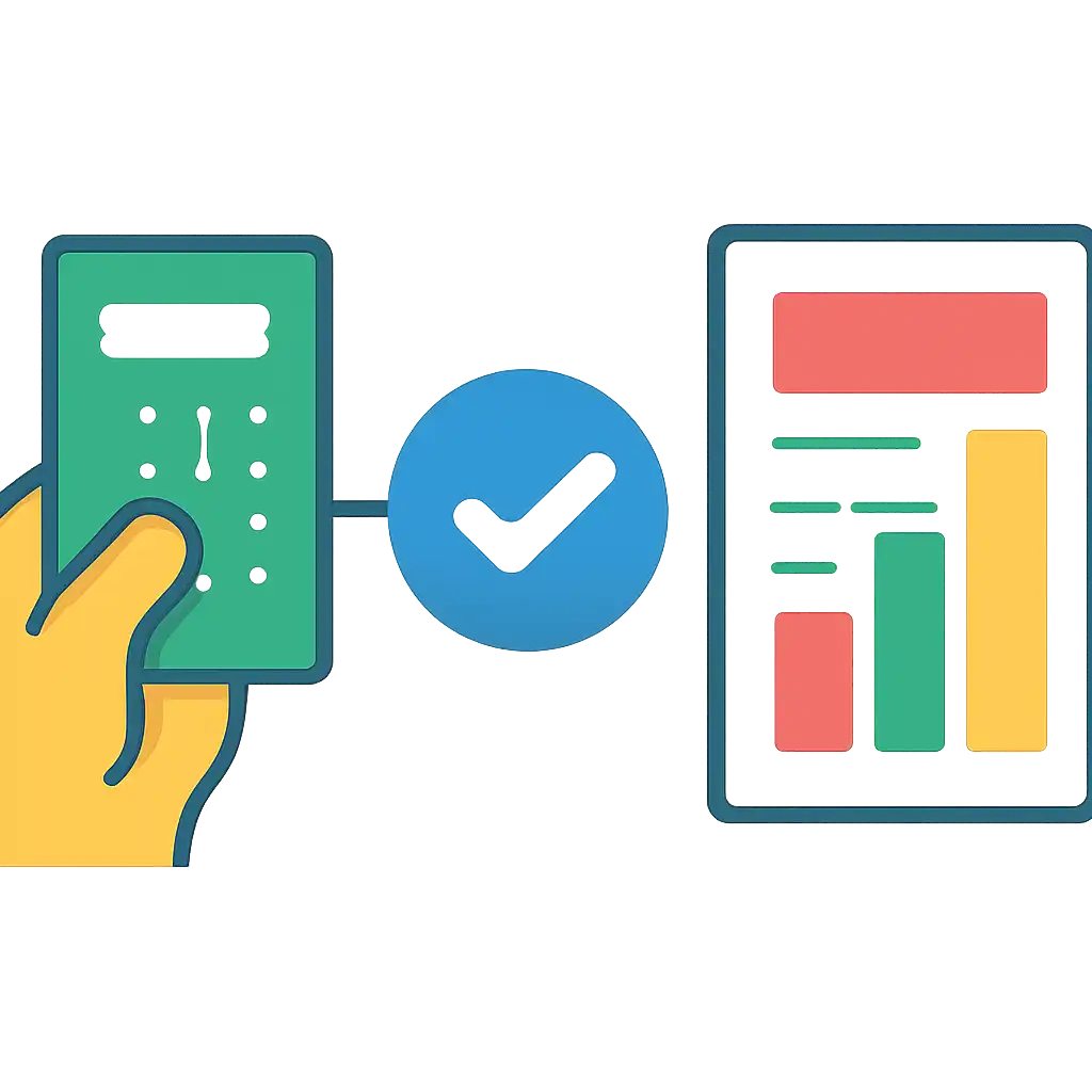 Infographic comparing options using coloured bars and icons only, no text or labels, flat design, Checking a Ticket Number Against the Official Result PDF