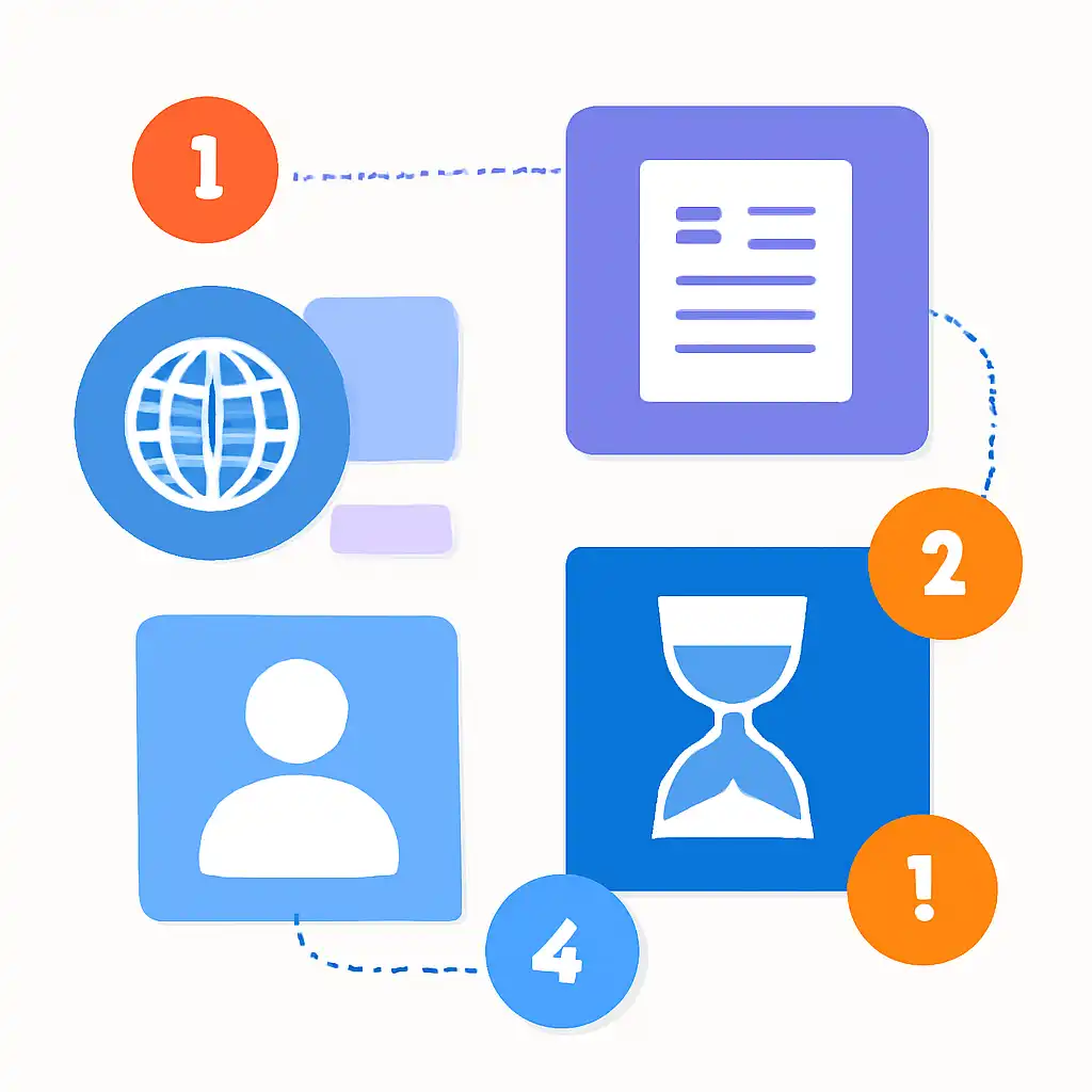 Annotated step diagram: result publication delays process with numbered callouts