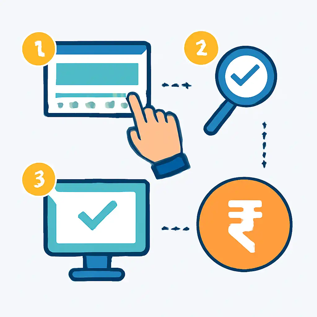 Annotated step diagram: matching your ticket number process with numbered callouts, Nagaland State Lottery