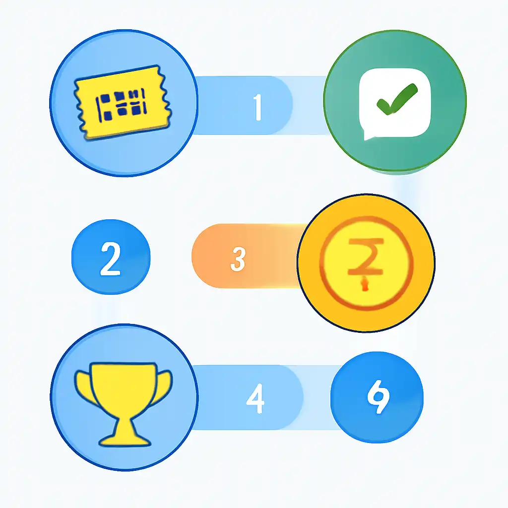 Annotated step diagram: prize tiers process with numbered callouts